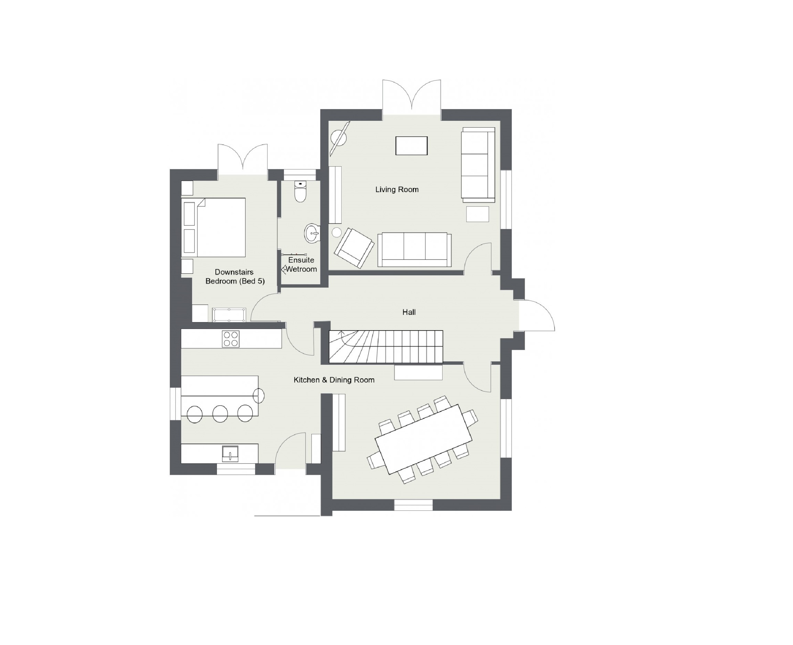 Roughs Farm Retreats - Farmhouse Downstairs Floorplan